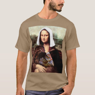 Thanksgiving Mona Lisa Pilgrim with Turkey T-Shirt