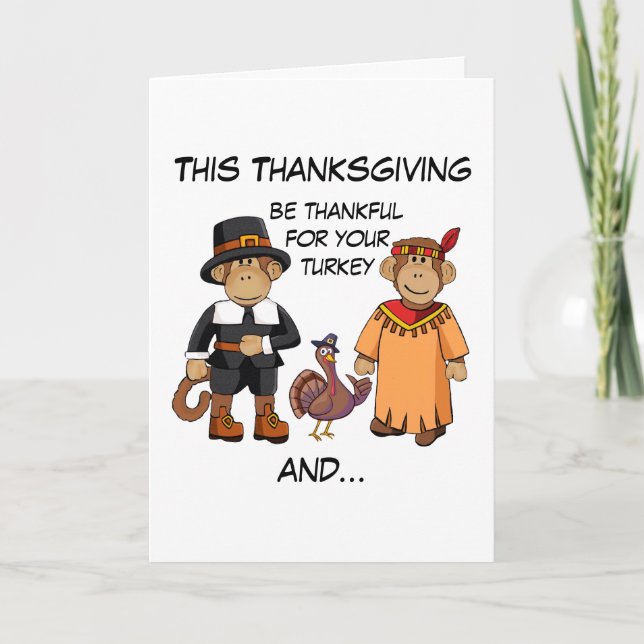 Thanksgiving Monkeys Holiday Card (Front)