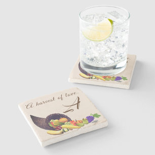 Thanksgiving Monogrammed Stone Coaster