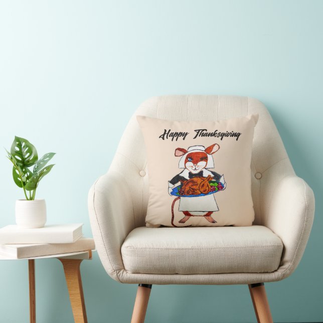 THANKSGIVING MOUSE PILGRIM   CUSHION (Chair)