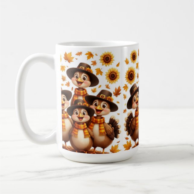 Thanksgiving Mug with turkeys family (Left)