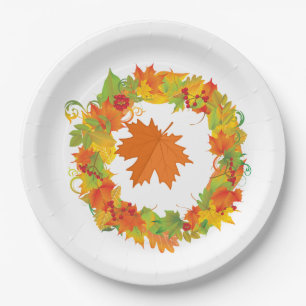 Thanksgiving Multicolor Leaves Paper Plate