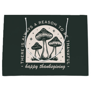 Thanksgiving mushroom forest green cottagecore large gift bag