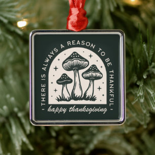 Thanksgiving mushroom forest green cottagecore metal tree decoration