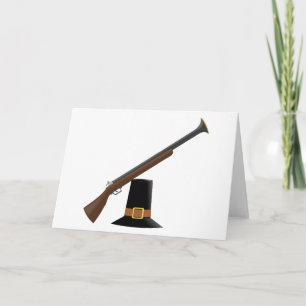 Thanksgiving Musket and Pilgrim Hat (Capotain) Holiday Card