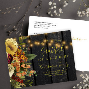 Thanksgiving new home for the holidays moving announcement postcard