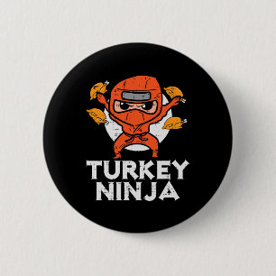 Thanksgiving Ninja Turkey Funny Fall Boys Kids Tod 6 Cm Round Badge
