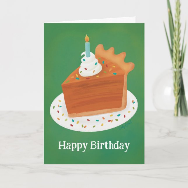 Thanksgiving November Birthday Pumpkin Pie Thank You Card (Front)
