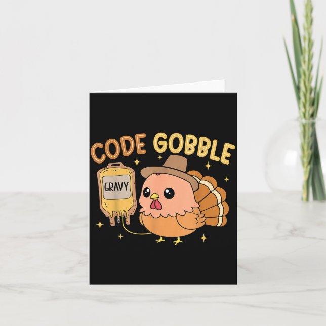 Thanksgiving Nurse Code Gobble Funny Turkey Rn Cna Card (Front)