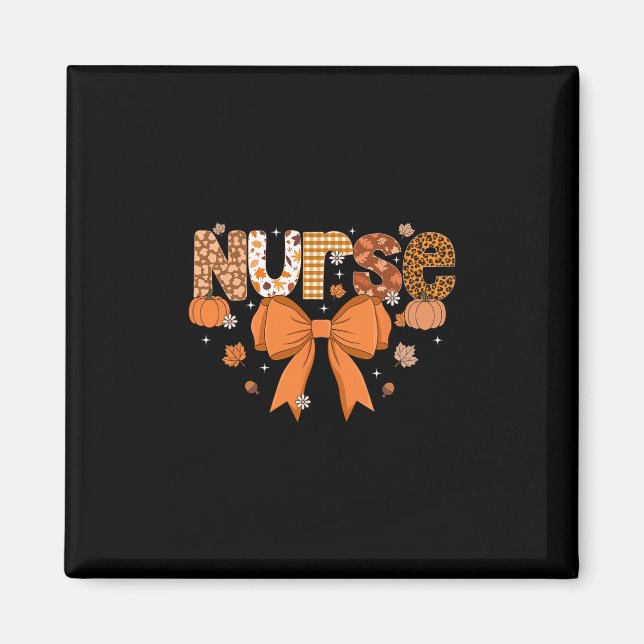 Thanksgiving Nurse Coquette Bow Nursing Fall Autum Magnet (Front)