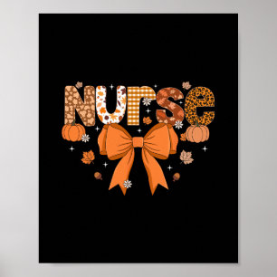 Thanksgiving Nurse Coquette Bow Nursing Fall Autum Poster