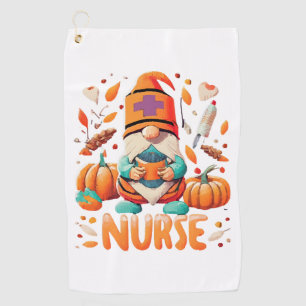 Thanksgiving Nurse Gnomes Fall Scrub Golf Towel