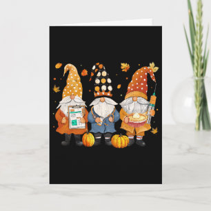 Thanksgiving Nurse Gnomes Fall Scrub Top Autumn Wo Card