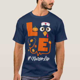 Thanksgiving Nurse Scrub Tops Women Love Turkey N