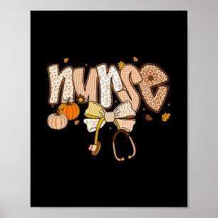 Thanksgiving Nurse Stethoscope Fall Scrub Top Er C Poster