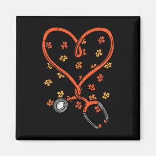 Thanksgiving Nurse Stethoscope Heart Fall Scrub To Magnet