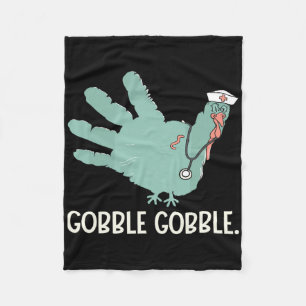 Thanksgiving Nurse Turkey Gobble Scrub Top Gifts Fleece Blanket