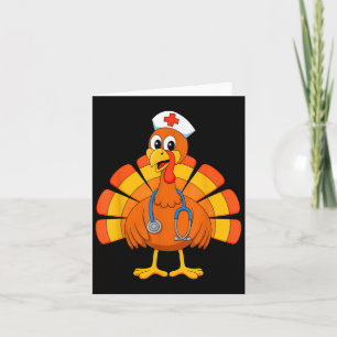 Thanksgiving Nurse Turkey Nurses Scrub Top Nursing Card