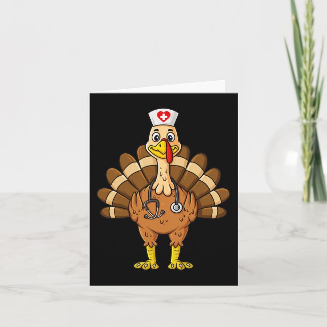 Thanksgiving Nurse Turkey Scrub Fun Nursing  Card (Front)