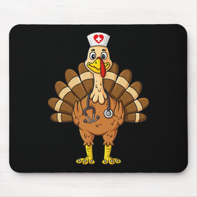 Thanksgiving Nurse Turkey Scrub Fun Nursing  Mouse Pad (Front)