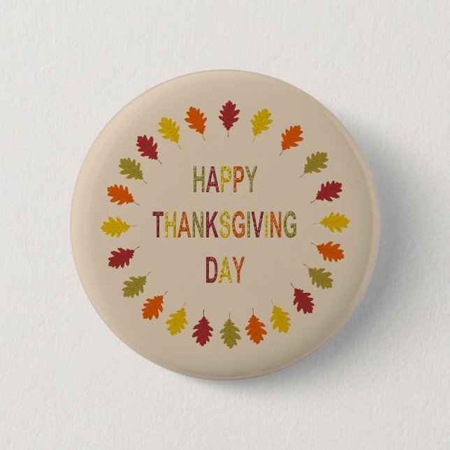 Thanksgiving Oak Leaves 6 Cm Round Badge (Front)