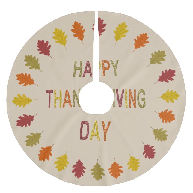 Thanksgiving Oak Leaves Brushed Polyester Tree Skirt (Front)