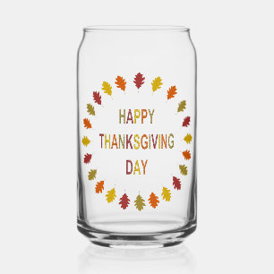 Thanksgiving Oak Leaves Can Glass