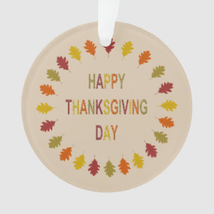 Thanksgiving Oak Leaves Custom Family Name Ornament