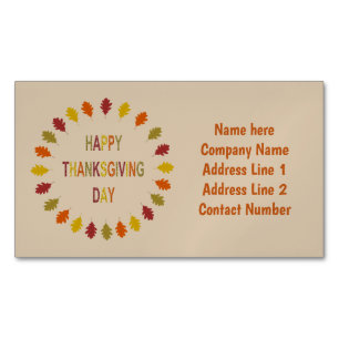 Thanksgiving Oak Leaves Custom Magnetic Business Card