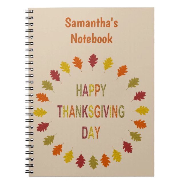 Thanksgiving Oak Leaves Custom Notebook (Front)