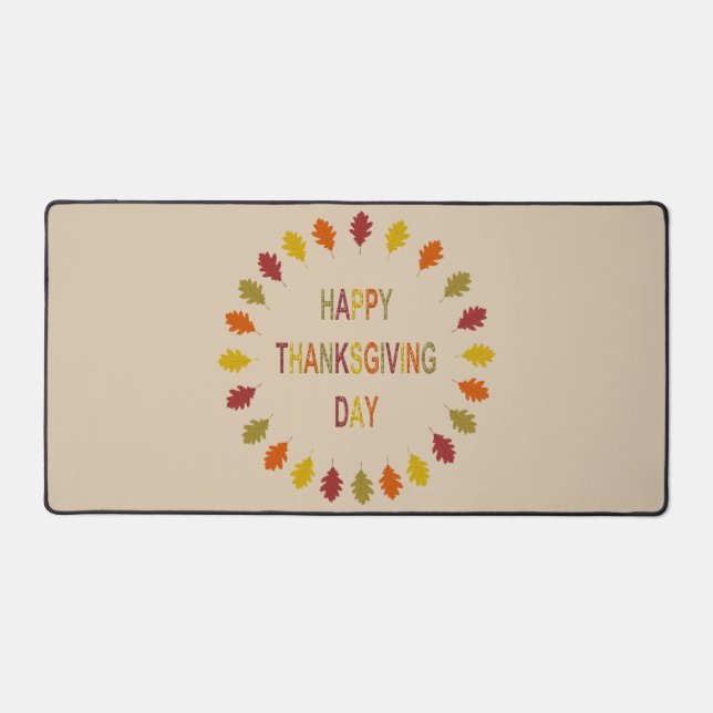 Thanksgiving Oak Leaves Desk Mat (Front)