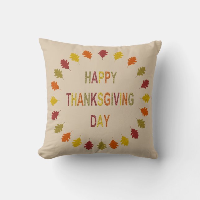 Thanksgiving Oak Leaves Double Sided Patterned Cushion (Front)