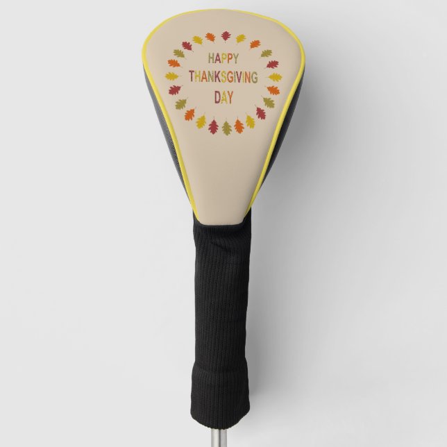 Thanksgiving Oak Leaves Golf Head Cover (Front)