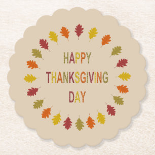 Thanksgiving Oak Leaves Paper Coaster