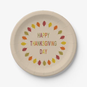 Thanksgiving Oak Leaves Paper Plate