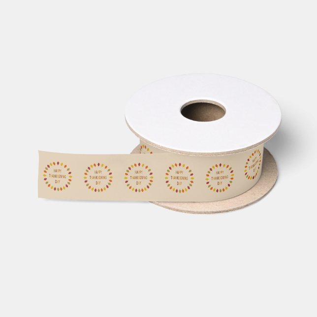 Thanksgiving Oak Leaves Patterned Satin Ribbon (Spool)