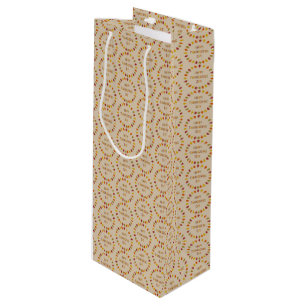 Thanksgiving Oak Leaves Patterned Wine Gift Bag