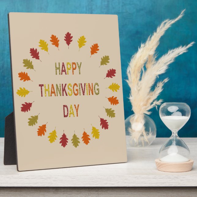 Thanksgiving Oak Leaves Plaque (Side)