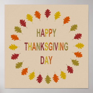 Thanksgiving Oak Leaves Poster