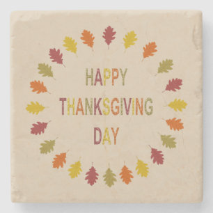 Thanksgiving Oak Leaves Stone Coaster