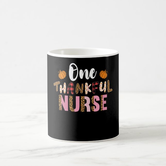 Thanksgiving One Thankful Nurse Leopard Fall Groov Coffee Mug (Center)