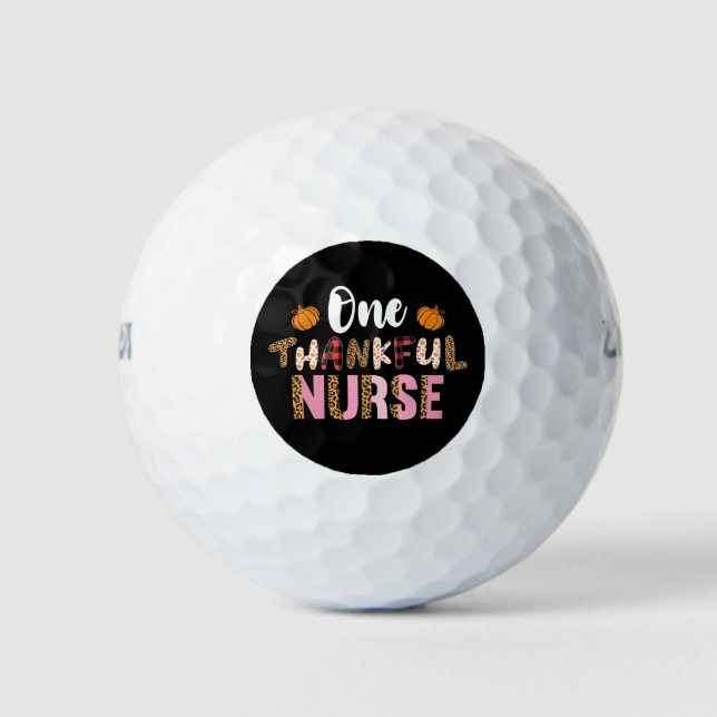 Thanksgiving One Thankful Nurse Leopard Fall Groov Golf Balls (Front)