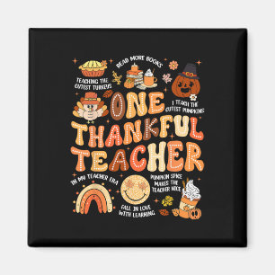Thanksgiving One Thankful Teacher Fall Groovy Men Magnet