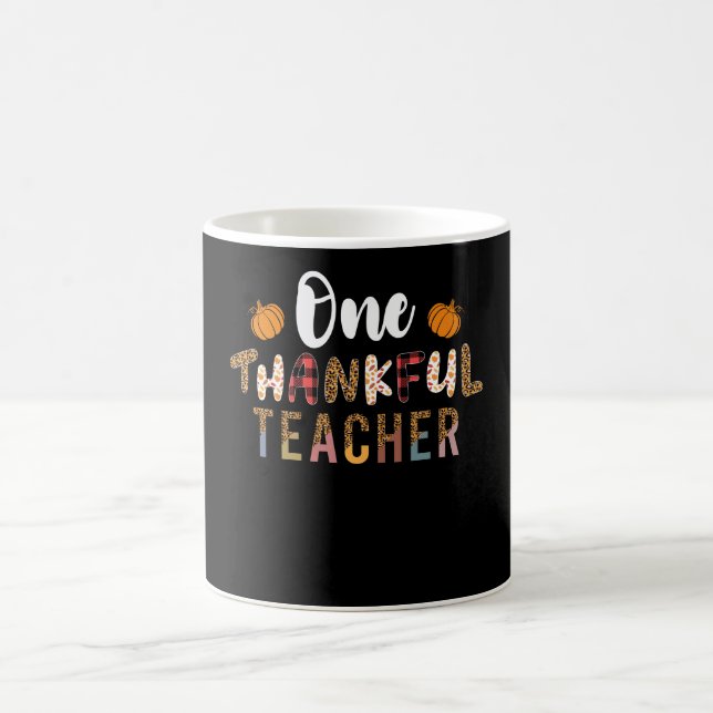 Thanksgiving One Thankful Teacher Leopard Fall Gro Coffee Mug (Center)