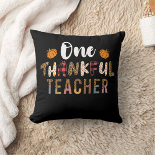 Thanksgiving One Thankful Teacher Leopard Fall Gro Cushion