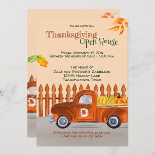 Thanksgiving Open House Orange Truck Fun  Invitation