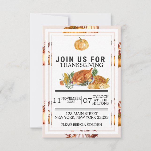 Thanksgiving or Friendsgiving Dinner  Invitation (Front)