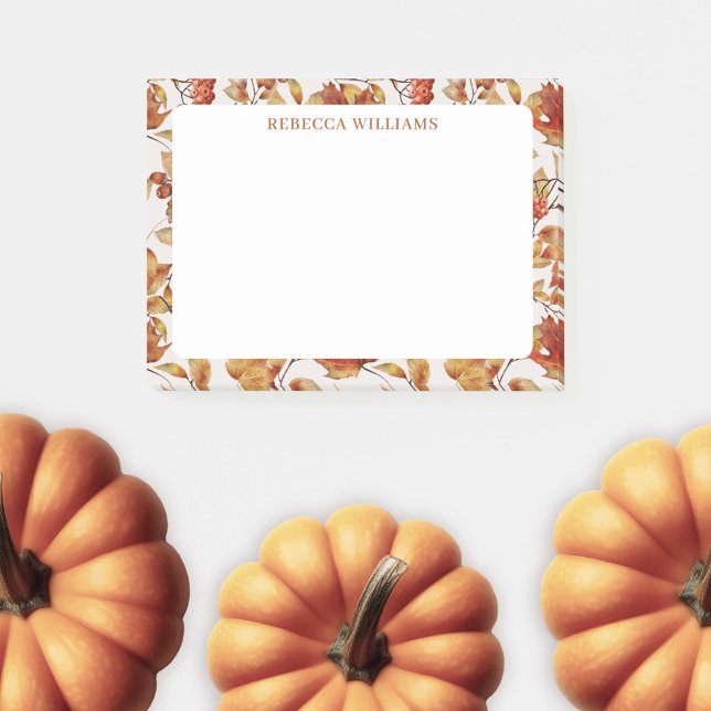 Thanksgiving Orange Fall Leaves Name Template Post-it Notes (Creator Uploaded)