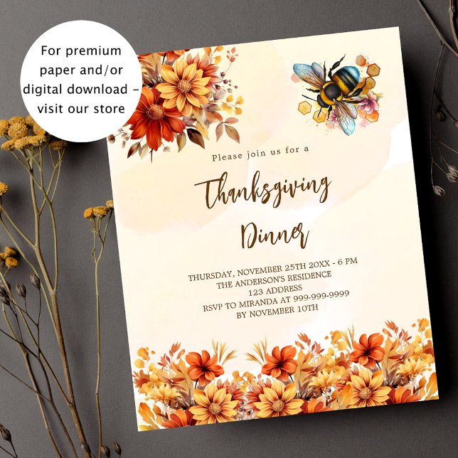 Thanksgiving orange florals bee invitation (Creator Uploaded)