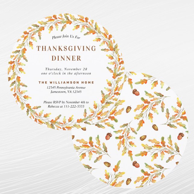 Thanksgiving Orange Leaves Graphic Dinner Invitation (Creator Uploaded)